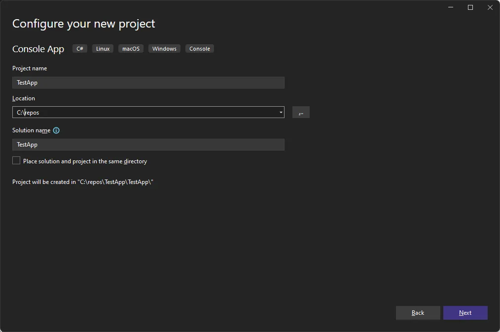 Configure your new project